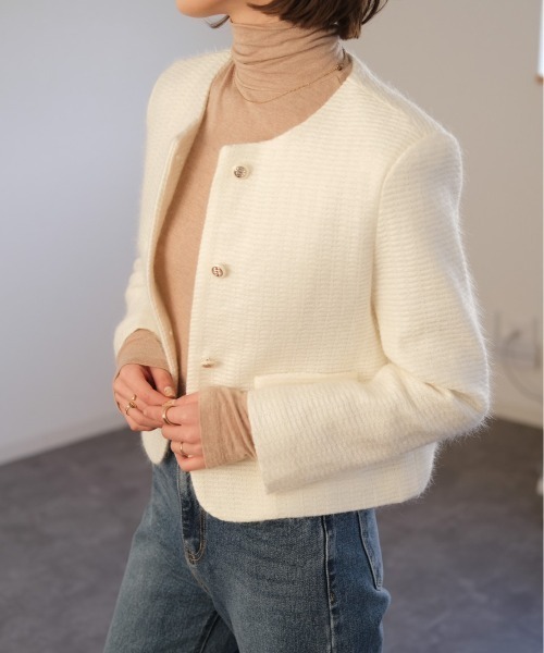 ツイードノーカラージャケット / tweed no collar jacket