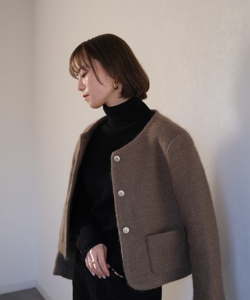 ツイードノーカラージャケット / tweed no collar jacket