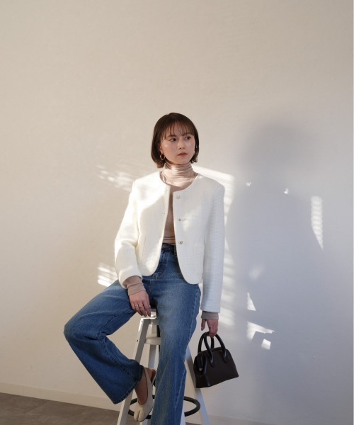 ツイードノーカラージャケット / tweed no collar jacket
