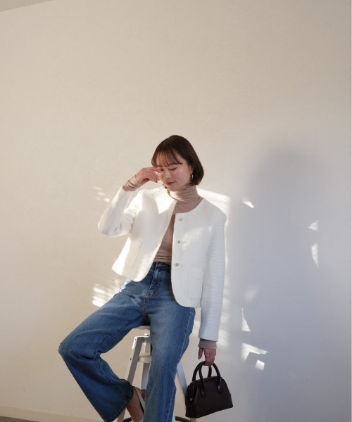 ツイードノーカラージャケット / tweed no collar jacket