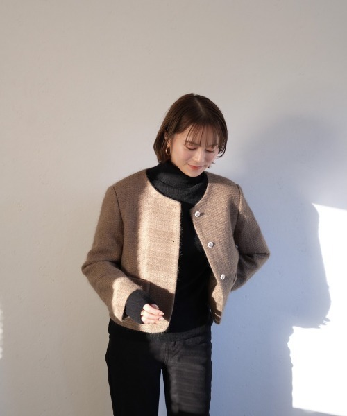 ツイードノーカラージャケット / tweed no collar jacket