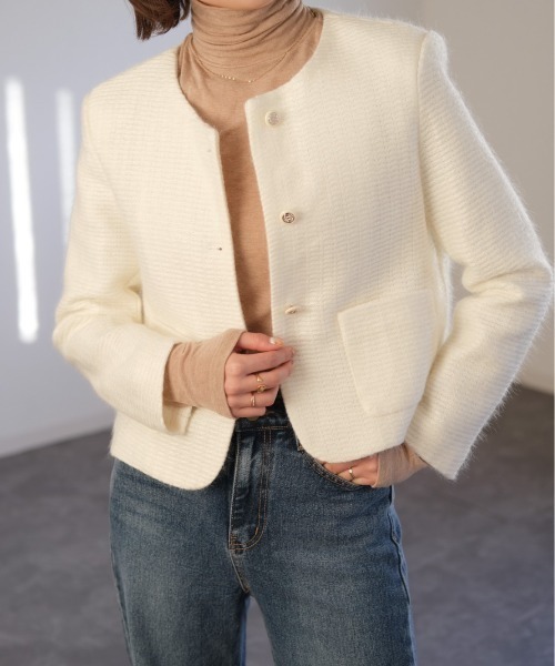 ツイードノーカラージャケット / tweed no collar jacket