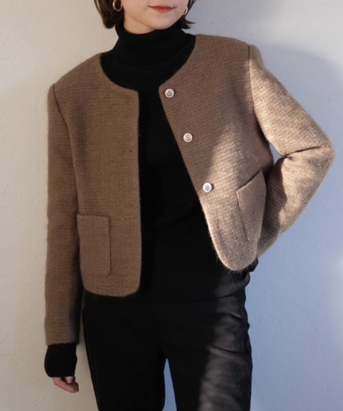ツイードノーカラージャケット / tweed no collar jacket