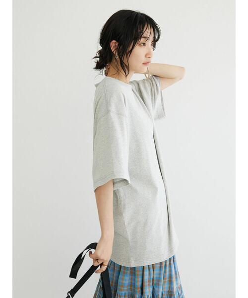 CRAFT STANDARD BOUTIQUE(クラフトスタンダードブティック)の「吸水速乾ワンポイント刺繍TEE(Tシャツ/カットソー・レディース・パープル/ブラック/ベージュ/杢グレー/オフホワイト・L/M/XL)」の15枚目の写真