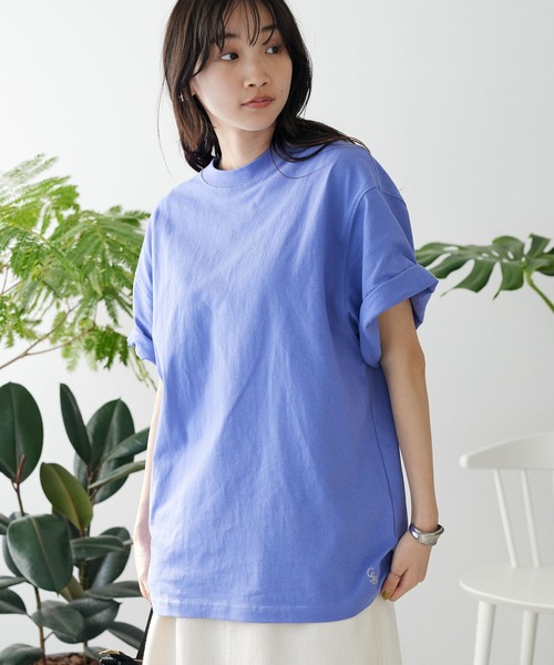 CRAFT STANDARD BOUTIQUE(クラフトスタンダードブティック)の「吸水速乾ワンポイント刺繍TEE(Tシャツ/カットソー・レディース・パープル/ブラック/ベージュ/杢グレー/オフホワイト・L/M/XL)」の5枚目の写真
