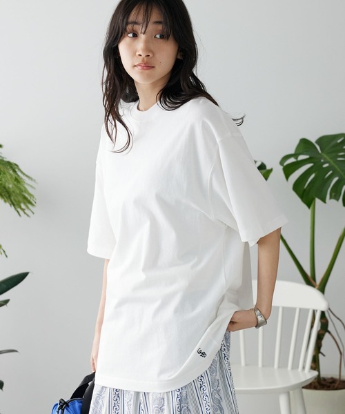 CRAFT STANDARD BOUTIQUE(クラフトスタンダードブティック)の「吸水速乾ワンポイント刺繍TEE(Tシャツ/カットソー・レディース・パープル/ブラック/ベージュ/杢グレー/オフホワイト・L/M/XL)」の1枚目の写真
