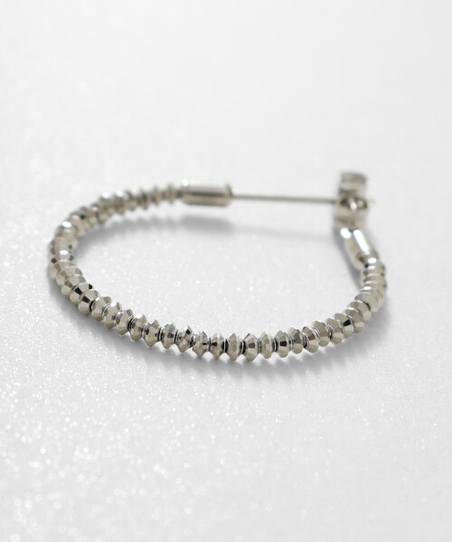 プラチナ カットビーズ フープピアス（ピアス（両耳用