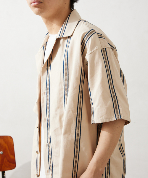 JOURNAL STANDARD relume（ジャーナルスタンダード　レリューム）の「エンブロイダリーストライプ キャンバスシャツ（シャツ/ブラウス・メンズ・アイボリー/サファリグリーン/ブラック・LARGE/MEDIUM）」の20枚目の写真