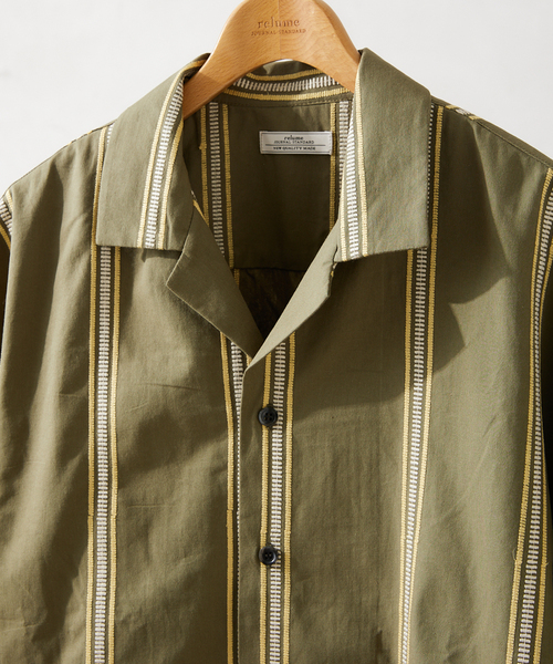 JOURNAL STANDARD relume（ジャーナルスタンダード　レリューム）の「エンブロイダリーストライプ キャンバスシャツ（シャツ/ブラウス・メンズ・アイボリー/サファリグリーン/ブラック・LARGE/MEDIUM）」の19枚目の写真