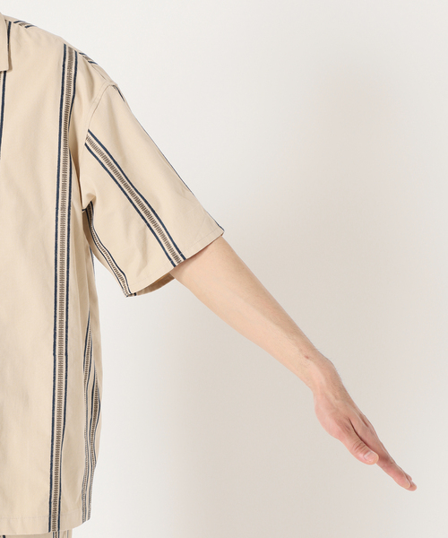 JOURNAL STANDARD relume（ジャーナルスタンダード　レリューム）の「エンブロイダリーストライプ キャンバスシャツ（シャツ/ブラウス・メンズ・アイボリー/サファリグリーン/ブラック・LARGE/MEDIUM）」の13枚目の写真