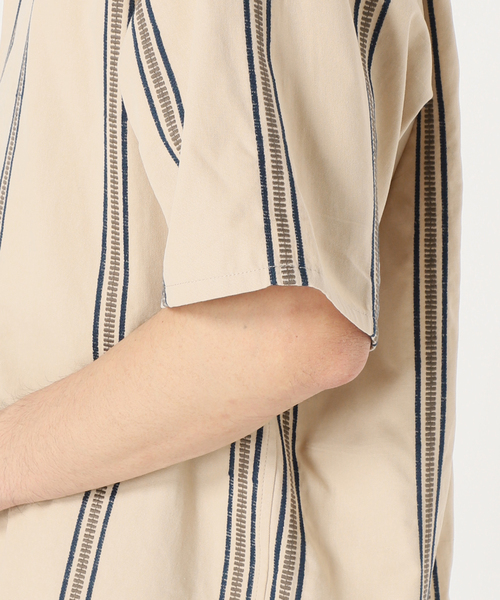 JOURNAL STANDARD relume（ジャーナルスタンダード　レリューム）の「エンブロイダリーストライプ キャンバスシャツ（シャツ/ブラウス・メンズ・アイボリー/サファリグリーン/ブラック・LARGE/MEDIUM）」の12枚目の写真