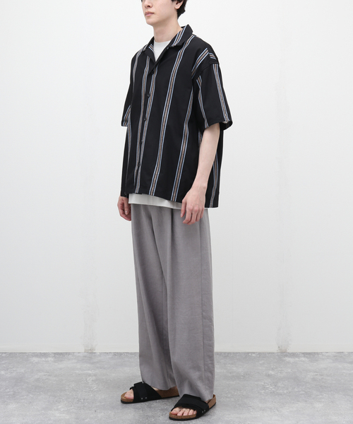 JOURNAL STANDARD relume（ジャーナルスタンダード　レリューム）の「エンブロイダリーストライプ キャンバスシャツ（シャツ/ブラウス・メンズ・アイボリー/サファリグリーン/ブラック・LARGE/MEDIUM）」の5枚目の写真