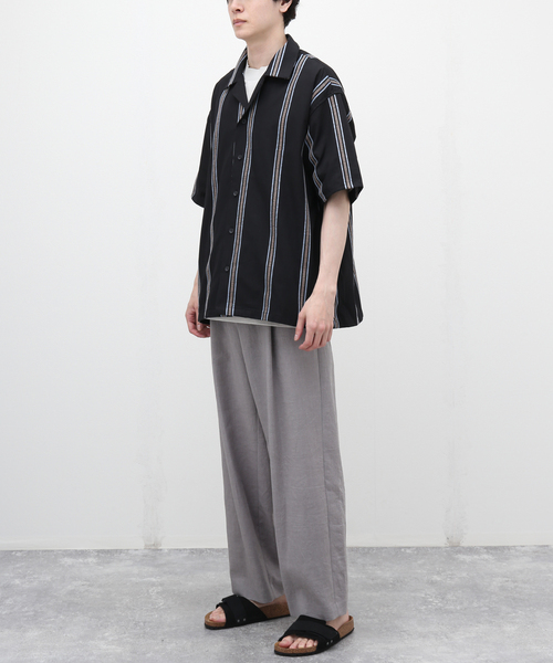 JOURNAL STANDARD relume（ジャーナルスタンダード　レリューム）の「エンブロイダリーストライプ キャンバスシャツ（シャツ/ブラウス・メンズ・アイボリー/サファリグリーン/ブラック・LARGE/MEDIUM）」の4枚目の写真