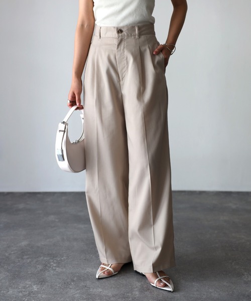 Riberry（リベリー）の「センタープレスタックパンツ（スラックス・レディース・ピンク/ベージュ/チャコールグレー・FREE）」の2枚目の写真