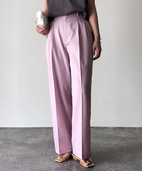 Riberry（リベリー）の「センタープレスタックパンツ（スラックス・レディース・ピンク/ベージュ/チャコールグレー・FREE）」の3枚目の写真