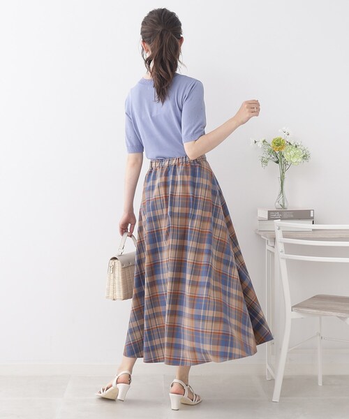 couture brooch(クチュールブローチ)の「◆【洗える・UVケア・接触冷感】ポイント透かし編みサマーニット(ニット/セーター・レディース・サックスブルー/ブラック/アイボリー/オレンジ・42/38)」の18枚目の写真