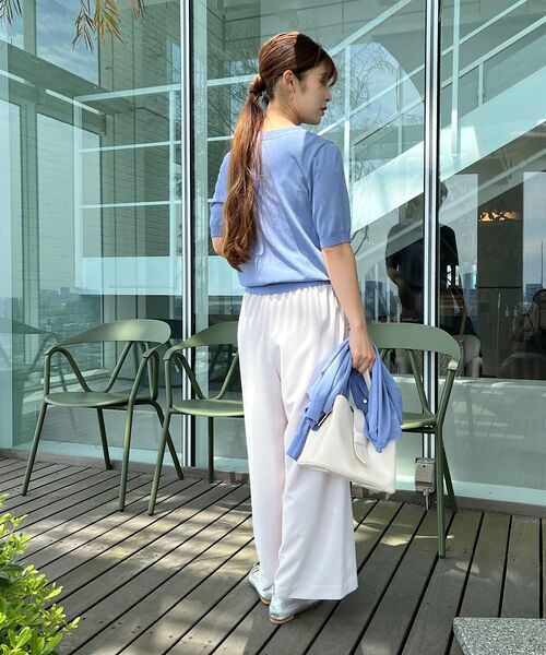 couture brooch(クチュールブローチ)の「◆【洗える・UVケア・接触冷感】ポイント透かし編みサマーニット(ニット/セーター・レディース・サックスブルー/ブラック/アイボリー/オレンジ・42/38)」の14枚目の写真