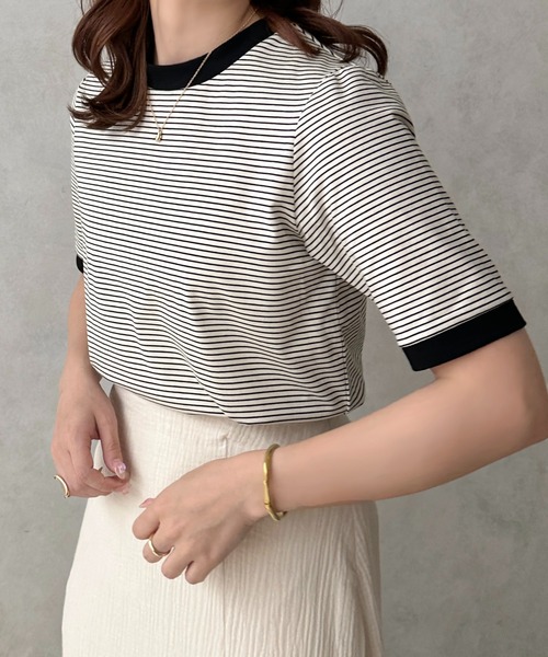 apres jour clair(アプレジュールクレア)の「【apres jour clair】リンガーボーダーT【ZOZOTOWN限定アイテム】(Tシャツ/カットソー・レディース・ブラウン系その他/ピンク系その他/ブラック系その他・フリー/X-LARGE)」の2枚目の写真