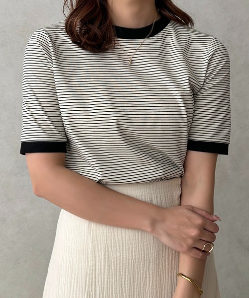apres jour clair(アプレジュールクレア)の「【apres jour clair】リンガーボーダーT【ZOZOTOWN限定アイテム】(Tシャツ/カットソー・レディース・ブラウン系その他/ピンク系その他/ブラック系その他・フリー/X-LARGE)」の6枚目の写真