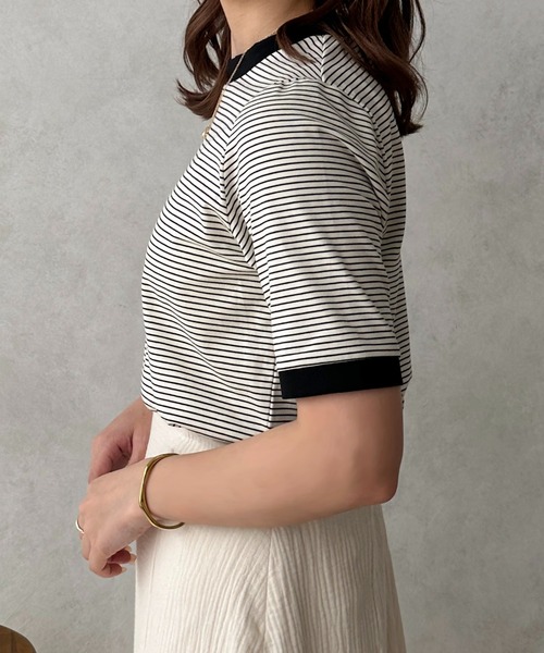 apres jour clair(アプレジュールクレア)の「【apres jour clair】リンガーボーダーT【ZOZOTOWN限定アイテム】(Tシャツ/カットソー・レディース・ブラウン系その他/ピンク系その他/ブラック系その他・フリー/X-LARGE)」の7枚目の写真