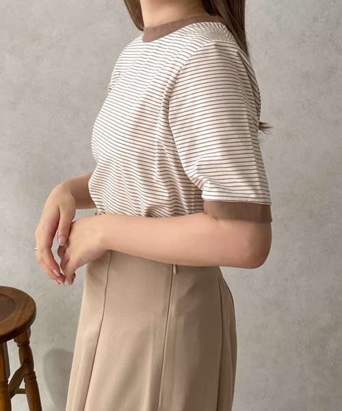 apres jour clair(アプレジュールクレア)の「【apres jour clair】リンガーボーダーT【ZOZOTOWN限定アイテム】(Tシャツ/カットソー・レディース・ブラウン系その他/ピンク系その他/ブラック系その他・フリー/X-LARGE)」の13枚目の写真