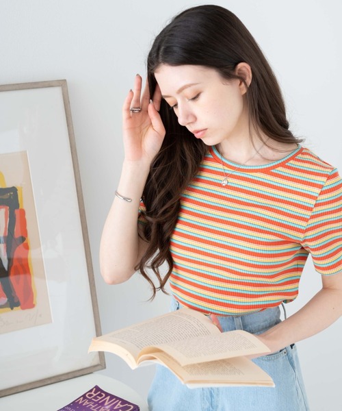 WEGO/マルチボーダーリブT