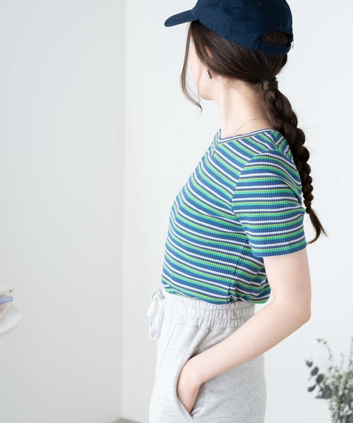 WEGO/マルチボーダーリブT