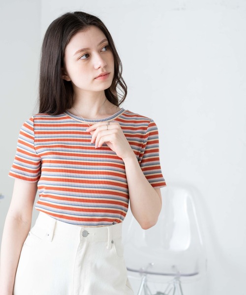 WEGO/マルチボーダーリブT