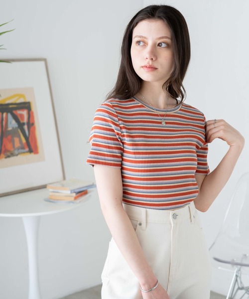 WEGO/マルチボーダーリブT