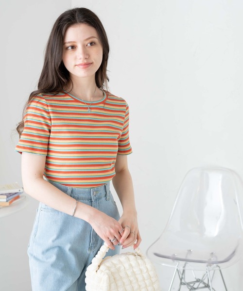 WEGO/マルチボーダーリブT