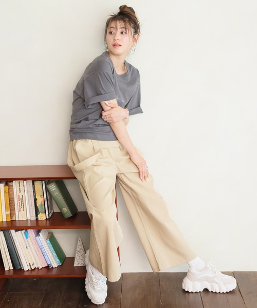 LAFFMO(ラフモ)の「ドロストワイドサロペット(サロペット/オーバーオール・レディース・ホワイト/ベージュ/ブラック/グリーン・FREE)」の14枚目の写真