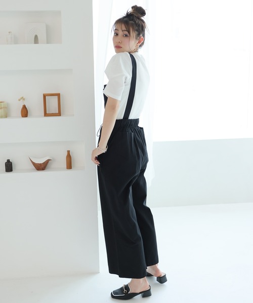 LAFFMO(ラフモ)の「ドロストワイドサロペット(サロペット/オーバーオール・レディース・ホワイト/ベージュ/ブラック/グリーン・FREE)」の6枚目の写真