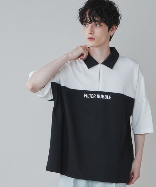 LUCY（ルーシー）の「LUCY/ドルマンポンチ ハーフZIPプルオーバー（Tシャツ/カットソー・メンズ・ブルー/ベージュ/ホワイト・MEDIUM/LARGE）」の2枚目の写真