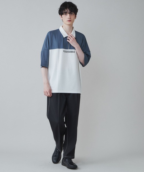 LUCY（ルーシー）の「LUCY/ドルマンポンチ ハーフZIPプルオーバー（Tシャツ/カットソー・メンズ・ブルー/ベージュ/ホワイト・MEDIUM/LARGE）」の20枚目の写真