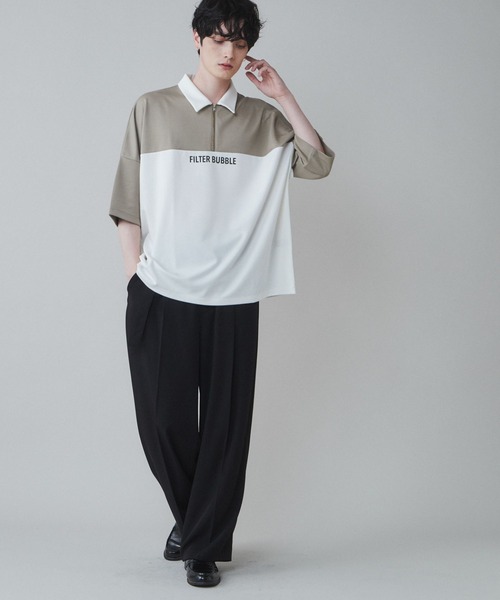 LUCY（ルーシー）の「LUCY/ドルマンポンチ ハーフZIPプルオーバー（Tシャツ/カットソー・メンズ・ブルー/ベージュ/ホワイト・MEDIUM/LARGE）」の5枚目の写真