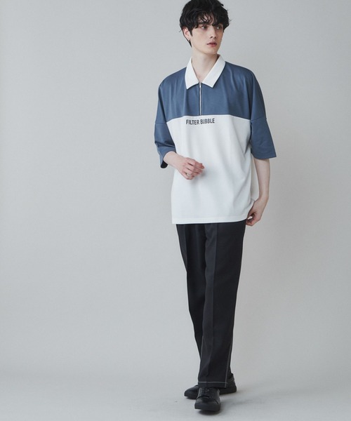 LUCY（ルーシー）の「LUCY/ドルマンポンチ ハーフZIPプルオーバー（Tシャツ/カットソー・メンズ・ブルー/ベージュ/ホワイト・MEDIUM/LARGE）」の6枚目の写真