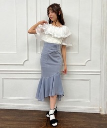 シフォン切替マーメイドスカート