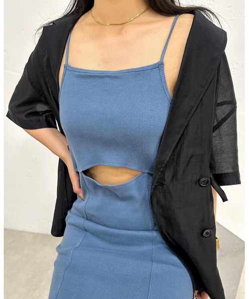 WHO'S WHO gallery(フーズフーギャラリー)の「デザインリブワンピース(ワンピース・レディース・ブルー/ブラック・FREE)」の1枚目の写真