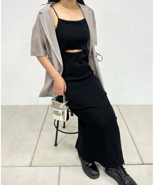 WHO'S WHO gallery(フーズフーギャラリー)の「デザインリブワンピース(ワンピース・レディース・ブルー/ブラック・FREE)」の2枚目の写真