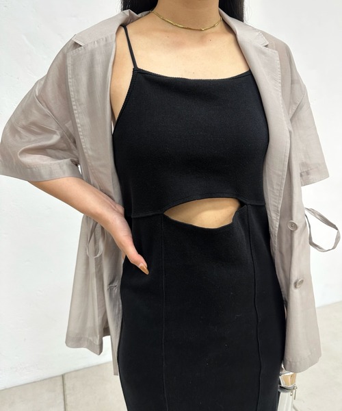 WHO'S WHO gallery(フーズフーギャラリー)の「デザインリブワンピース(ワンピース・レディース・ブルー/ブラック・FREE)」の3枚目の写真