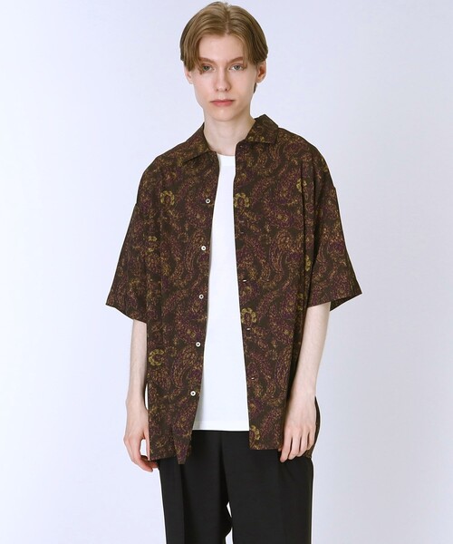 tk.TAKEO KIKUCHI（ティーケータケオキクチ）の「◆ジャカードペイズリー 2WAY半袖シャツ（シャツ/ブラウス・メンズ・ブラック系3/こしょう色系4/ネイビー系8・02/03）」の2枚目の写真