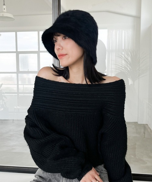 Heather(ヘザー)の「シャギーHAT 960782(ハット・レディース・ブラック/グレー/オフホワイト・ONE SIZE)」の3枚目の写真