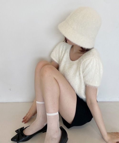 Heather(ヘザー)の「シャギーHAT 960782(ハット・レディース・ブラック/グレー/オフホワイト・ONE SIZE)」の4枚目の写真