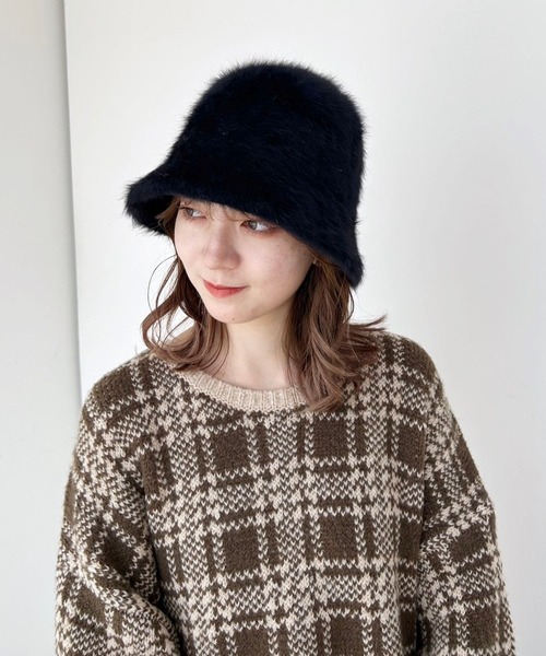 Heather(ヘザー)の「シャギーHAT 960782(ハット・レディース・ブラック/グレー/オフホワイト・ONE SIZE)」の7枚目の写真