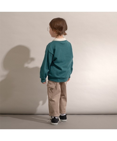 b・ROOM(ビールーム)の「【表コットン毛玉バイバイ】衿付きぷくぷくロゴスウェット(スウェット・キッズ・サックスブルー/ピンク/ネイビー/ダークグリーン・130cm/150cm/110cm/100cm/120cm/140cm)」の15枚目の写真