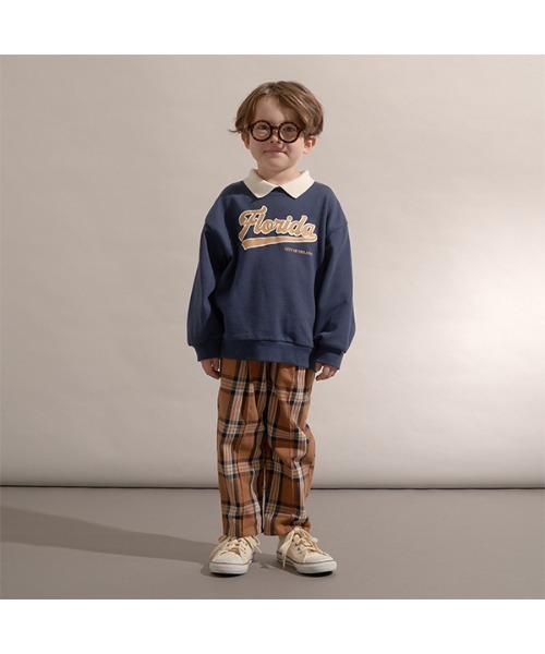 b・ROOM(ビールーム)の「【表コットン毛玉バイバイ】衿付きぷくぷくロゴスウェット(スウェット・キッズ・サックスブルー/ピンク/ネイビー/ダークグリーン・130cm/150cm/110cm/100cm/120cm/140cm)」の16枚目の写真