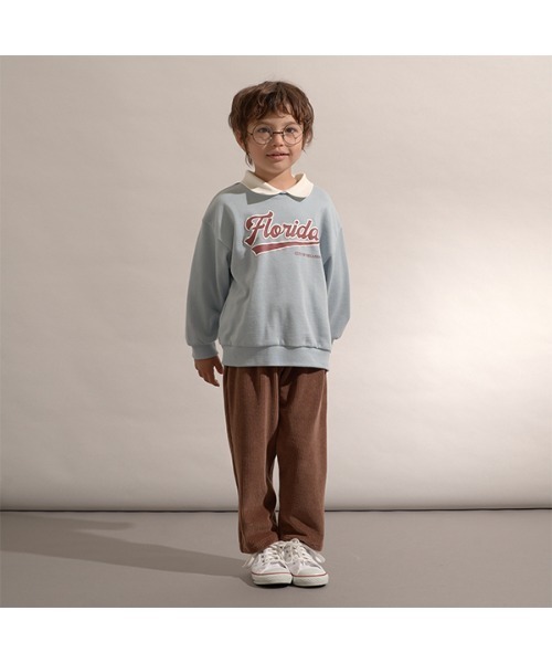 b・ROOM(ビールーム)の「【表コットン毛玉バイバイ】衿付きぷくぷくロゴスウェット(スウェット・キッズ・サックスブルー/ピンク/ネイビー/ダークグリーン・130cm/150cm/110cm/100cm/120cm/140cm)」の19枚目の写真