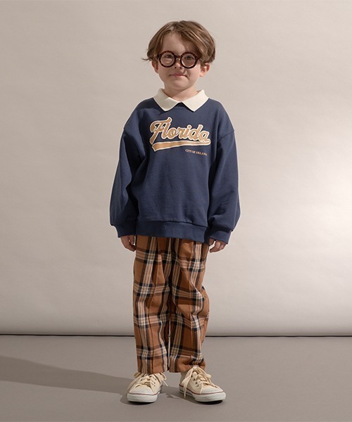 b・ROOM(ビールーム)の「【表コットン毛玉バイバイ】衿付きぷくぷくロゴスウェット(スウェット・キッズ・サックスブルー/ピンク/ネイビー/ダークグリーン・130cm/150cm/110cm/100cm/120cm/140cm)」の22枚目の写真