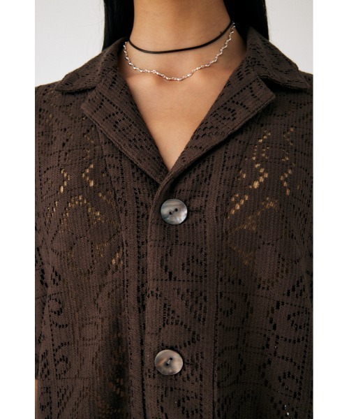 MOUSSY(マウジー)の「PANEL LACE HALF SLEEVE シャツ(シャツ/ブラウス・レディース・グリーン/アイボリー/ブラウン・FREE)」の4枚目の写真