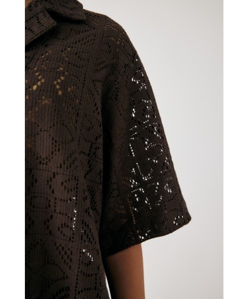 MOUSSY(マウジー)の「PANEL LACE HALF SLEEVE シャツ(シャツ/ブラウス・レディース・グリーン/アイボリー/ブラウン・FREE)」の7枚目の写真